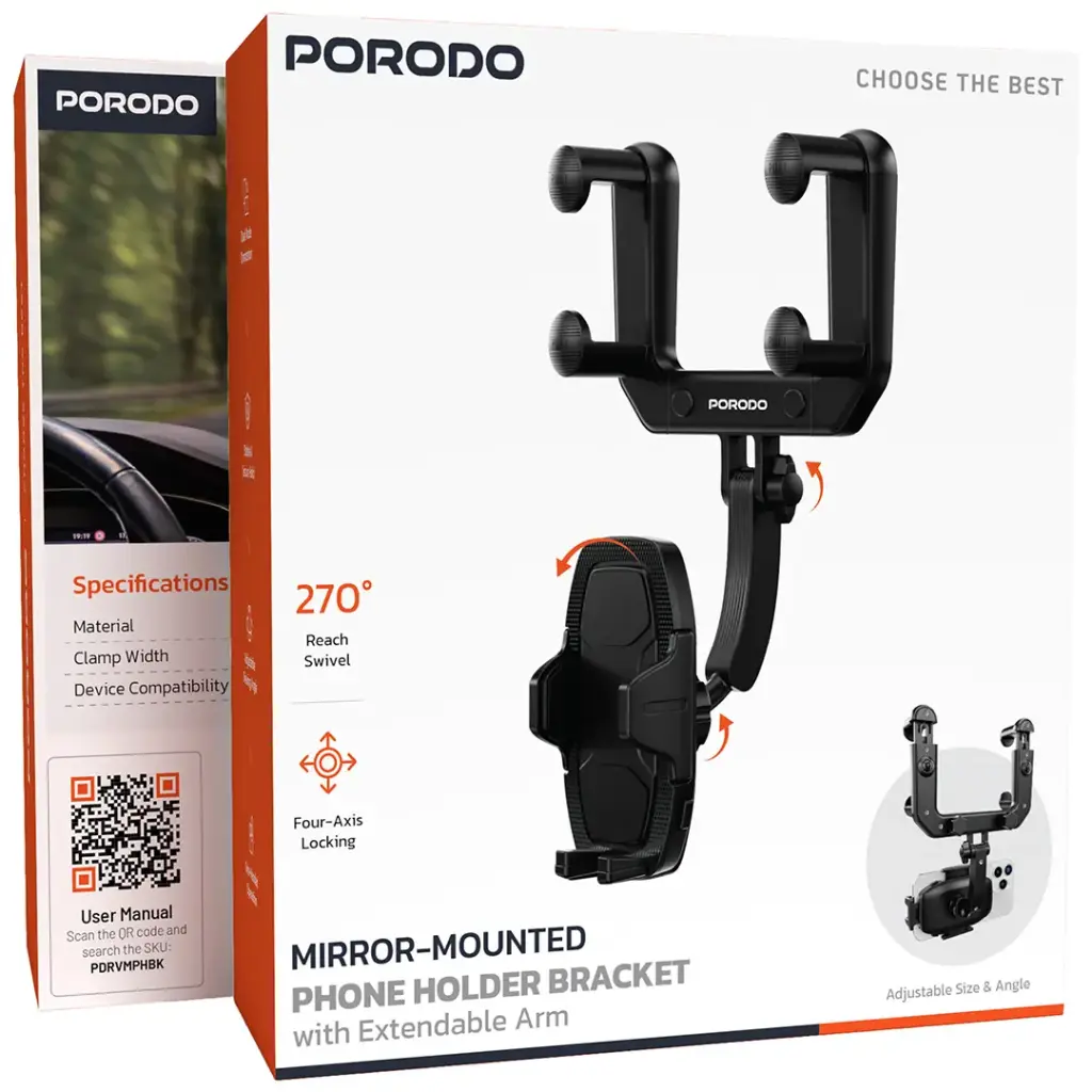Porodo Mirror-Mounted Phone Holder