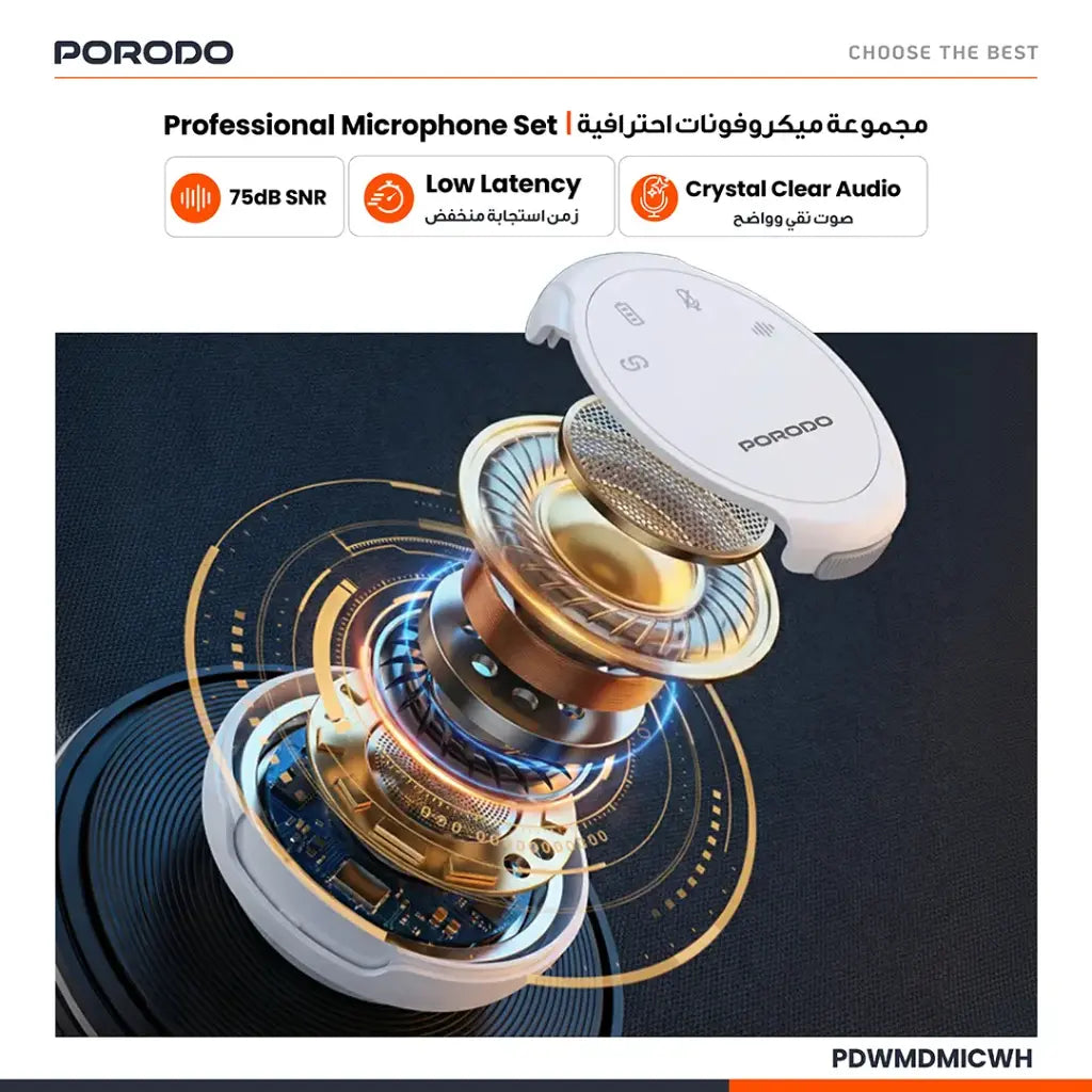 Porodo Lavalier Microphones with Lightning Adapter