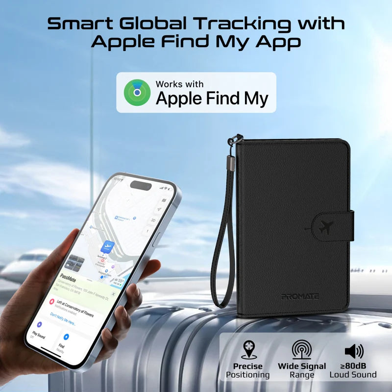 Promate PassMate RFID Passport Holder with Tracking