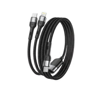 Pawa 2-in-1 60W Braided Cable USB-C + Lightning to USB-C 1.2m