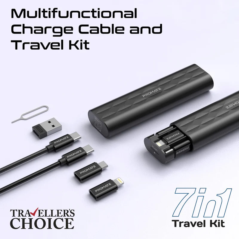 Promate PERK All in 1 Charging Cable Travel Kit