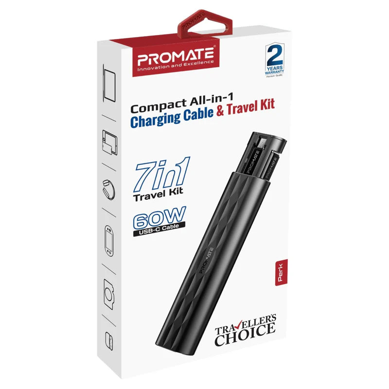 Promate PERK All in 1 Charging Cable Travel Kit