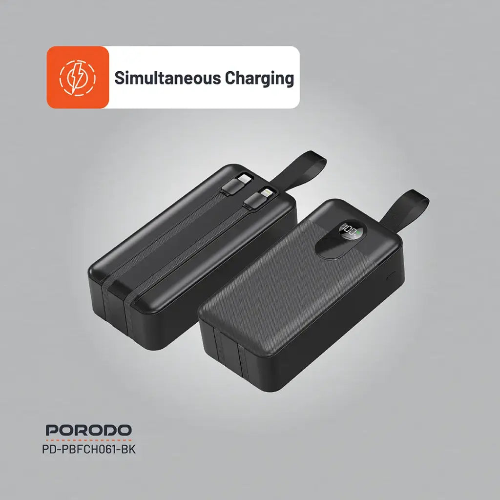 Porodo 50000mAh Power Bank with Built-In Cables