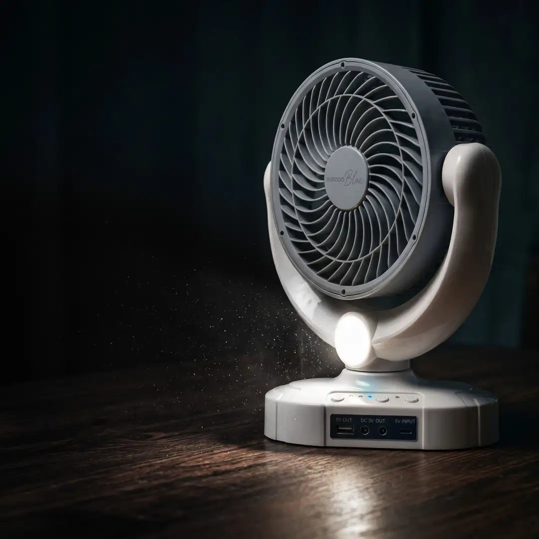 Porodo Blue 3600mAh Fan with LED Light & Power Bank