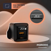 Porodo CH076 GaN 25W Dual-Port Wall Charger with USB-C Cable