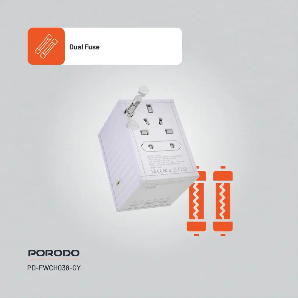 Porodo 5-Port GaN Universal Travel Charger