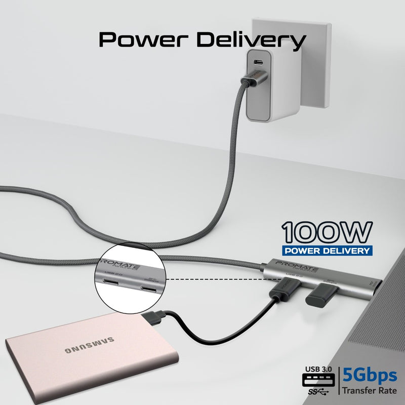Promate PortLink C3 100W Dual USB C Port Cable