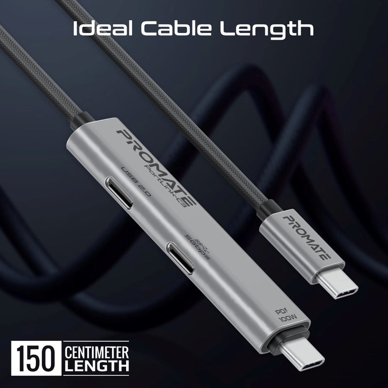 Promate PortLink C3 100W Dual USB C Port Cable