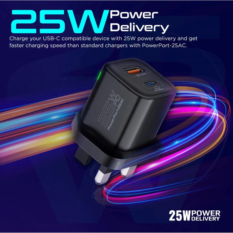 Promate PowerPort 25AC 25W Dual Port Charger