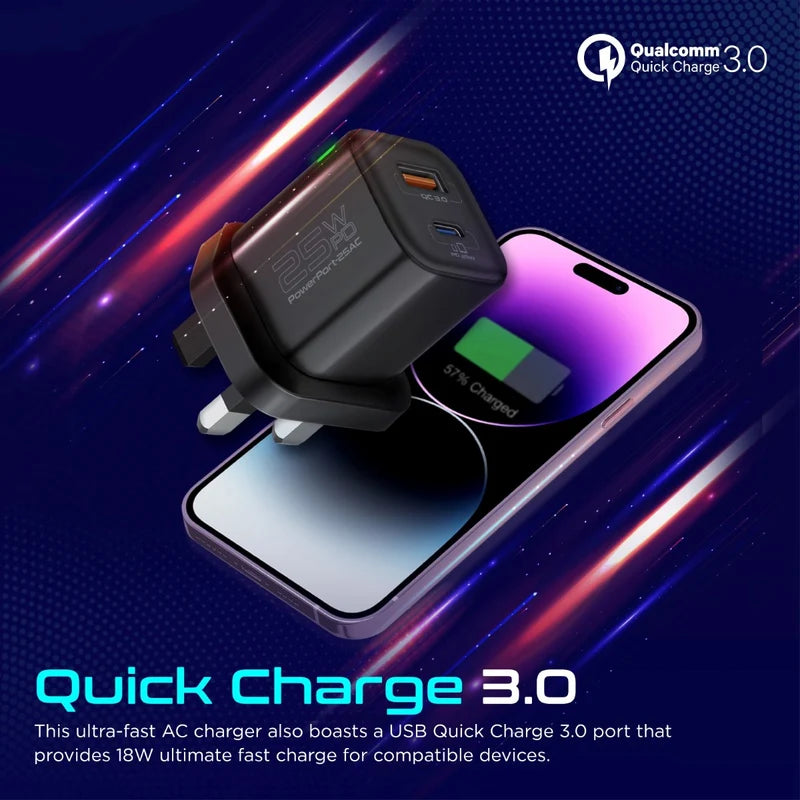 Promate PowerPort 25AC 25W Dual Port Charger