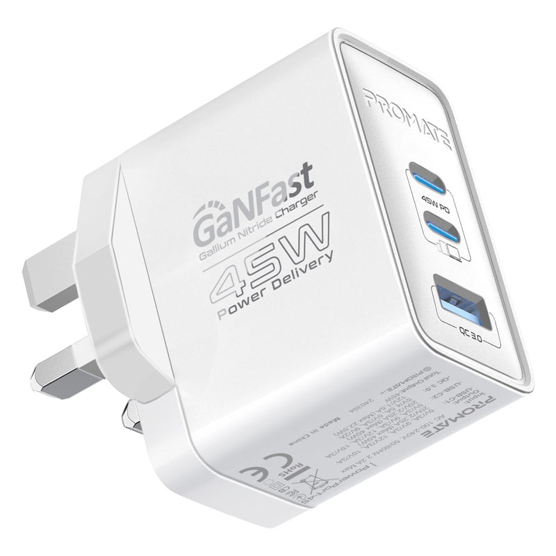 Promate PowerPort 45 45W GaN Charging Adapter