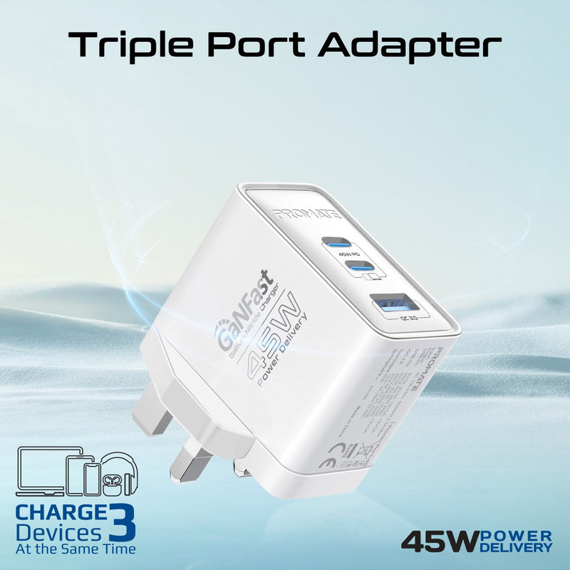 Promate PowerPort 45 45W GaN Charging Adapter