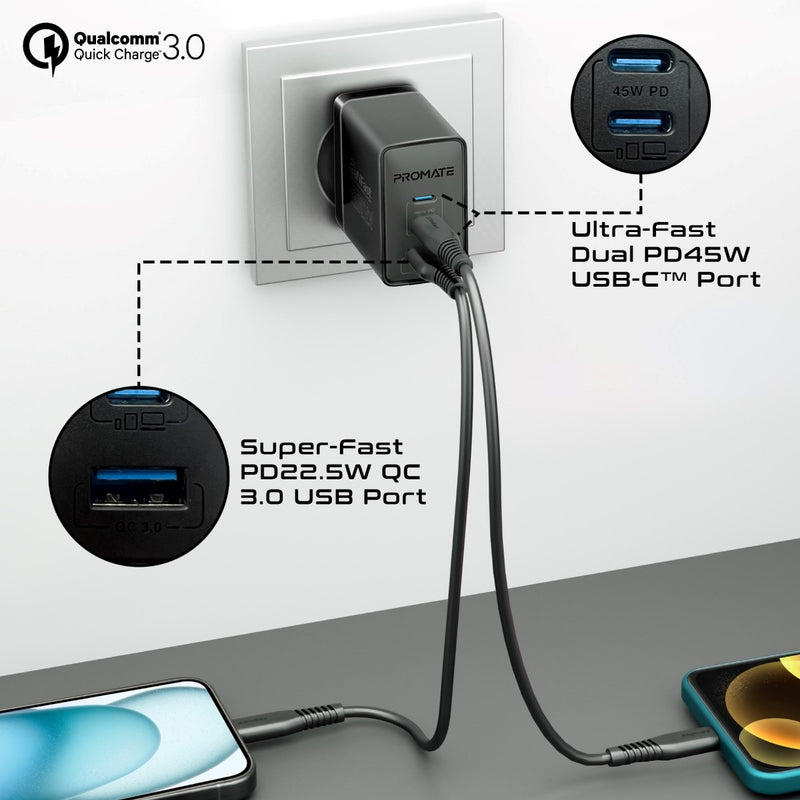 Promate PowerPort 45 45W GaN Charging Adapter