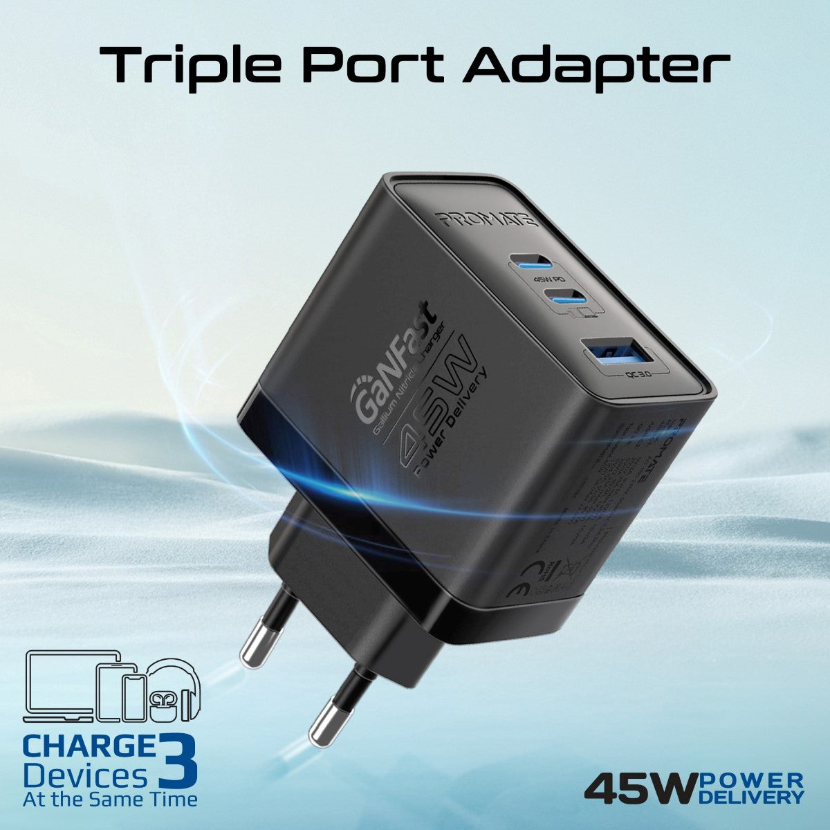 Promate PowerPort 45 port layout