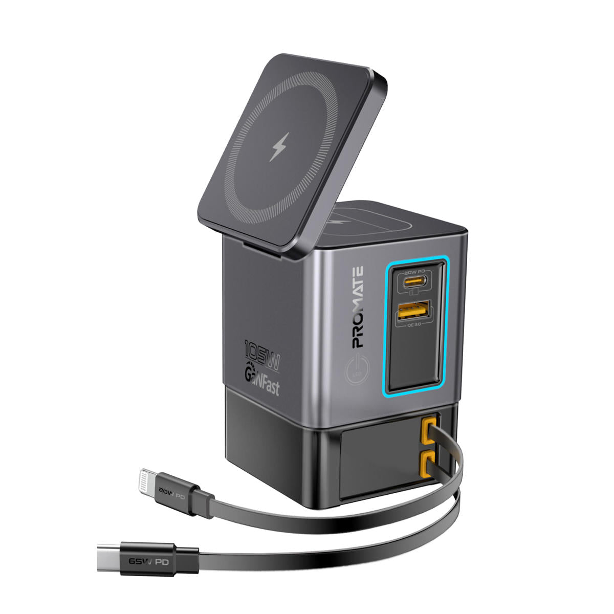 Promate PowerSync-105 105W GaN wireless charging station