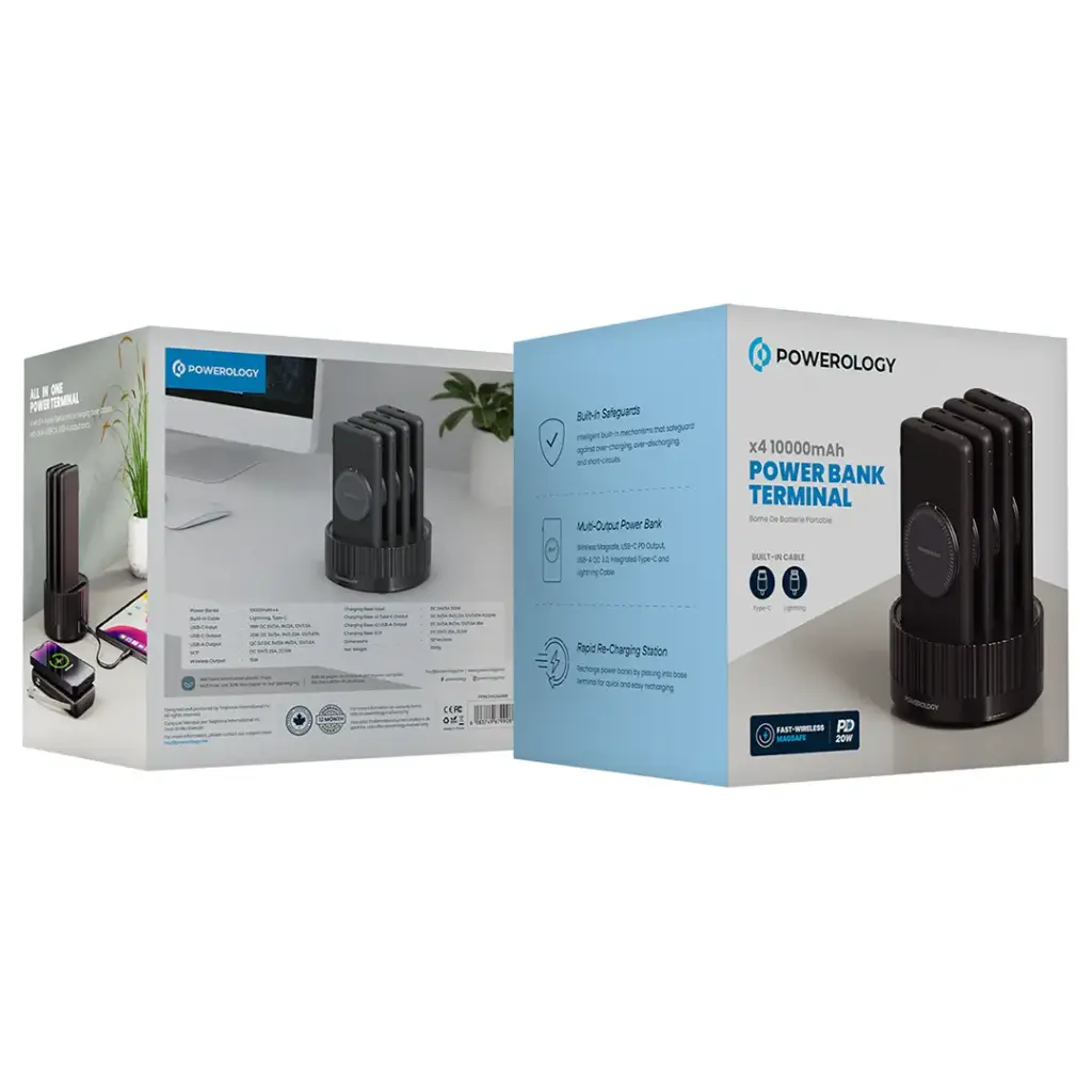 Powerology 4-in-1 Station 10000mAh PD 100W Wireless Power Bank