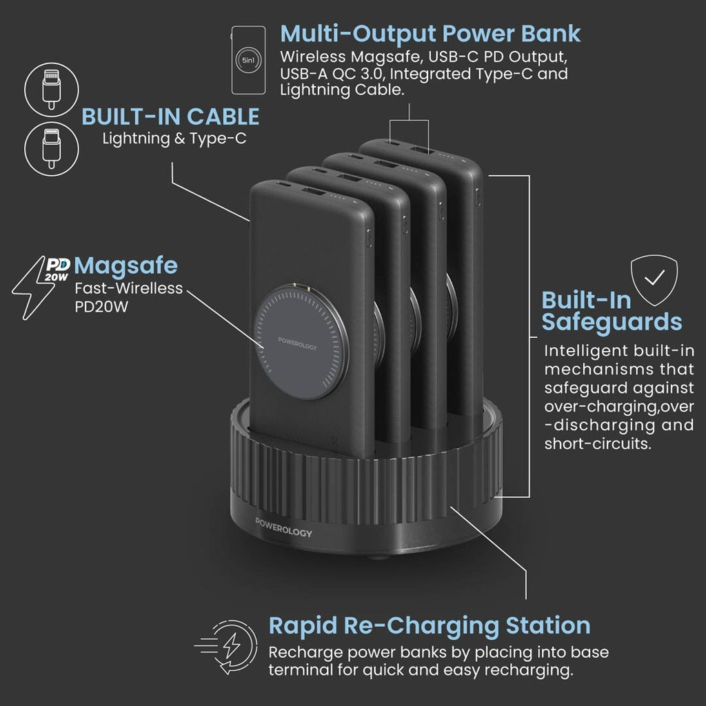 Powerology 4-in-1 Station 10000mAh PD 100W Wireless Power Bank