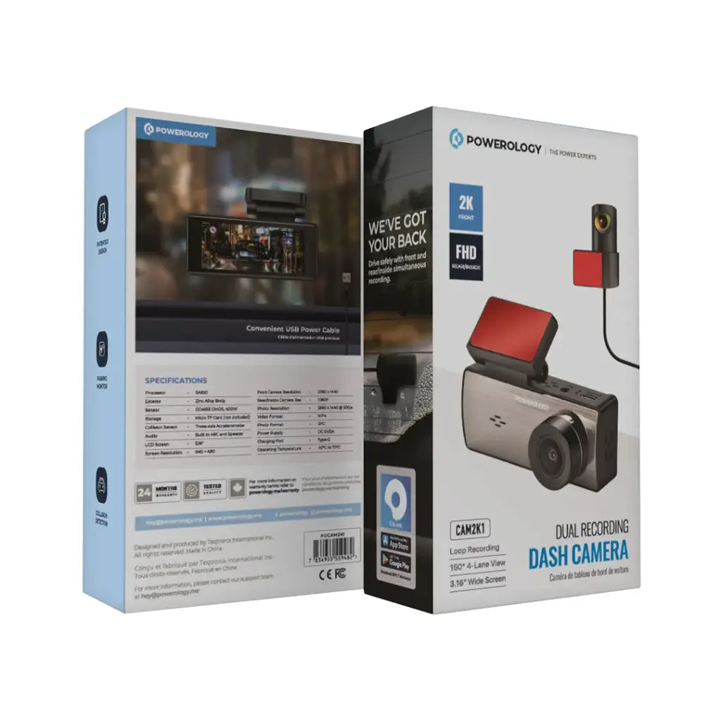 Powerology Dual Recording Dash Camera CAM2K1 - Black