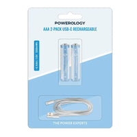 Powerology USB-C Rechargeable Batteries 2-Pack 1.5V