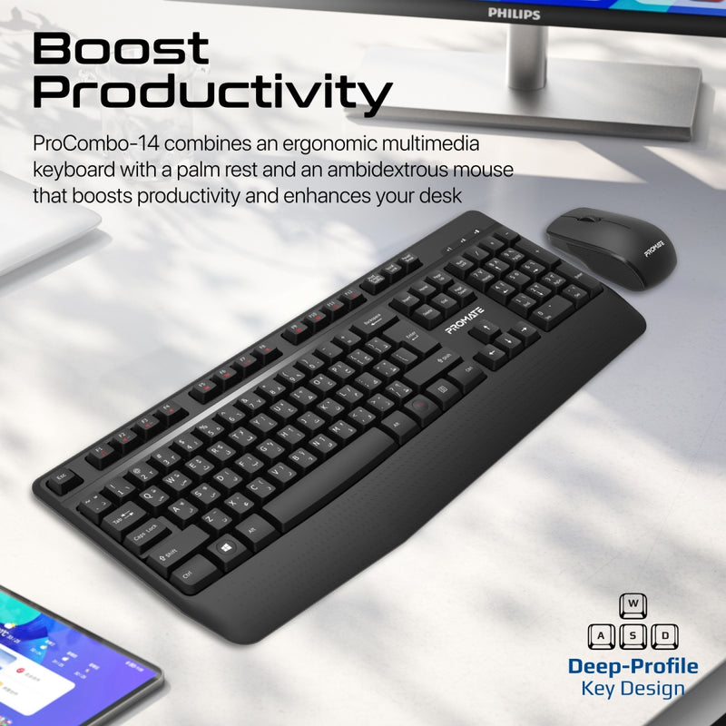 Promate ProCombo 14 Wireless Keyboard and Mouse