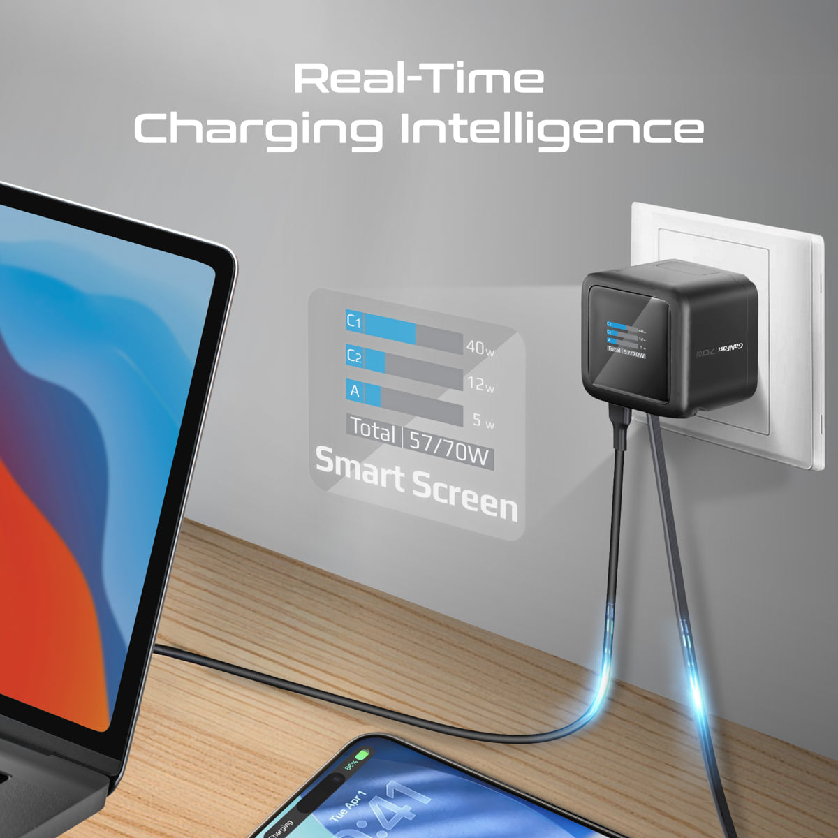 Promate Cubix R70 TFT voltage display and ports