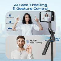 Promate TriPop-Ai+ AI Face Tracking Selfie Stick & Smart Tripod