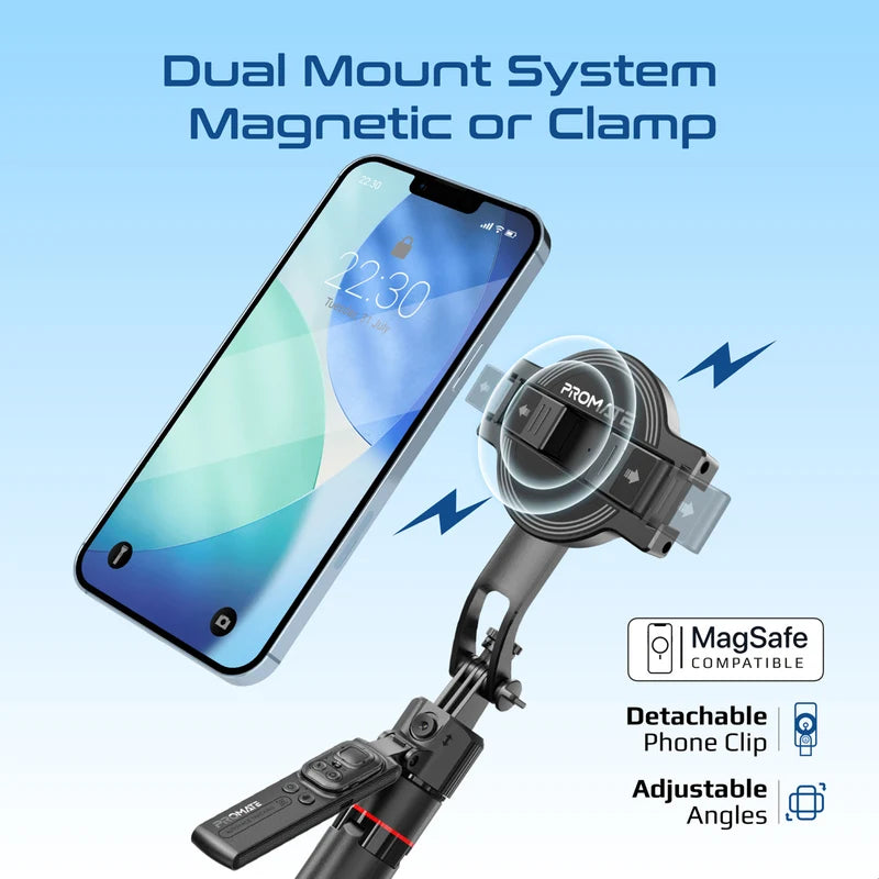 Promate TriPop-Ai+ AI Face Tracking Selfie Stick & Smart Tripod
