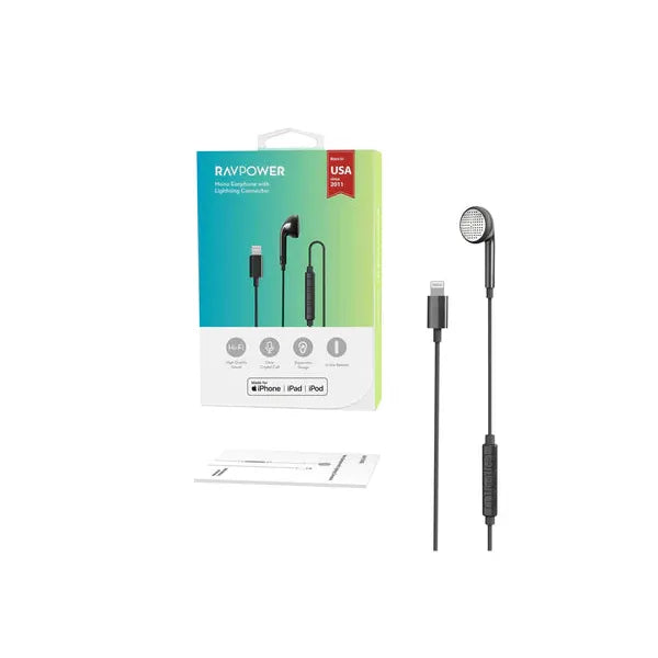 RAVPower RP-BH1004 Mono Earphone with L-Connector – Black