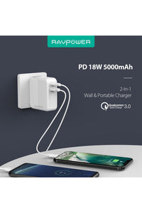 RAVPower RP-PB101 5000mAh 18W 2-in-1 Wall Charger & Power Bank