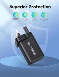 RAVPower RP-PC171 45W Dual-Port PD Wall Charger