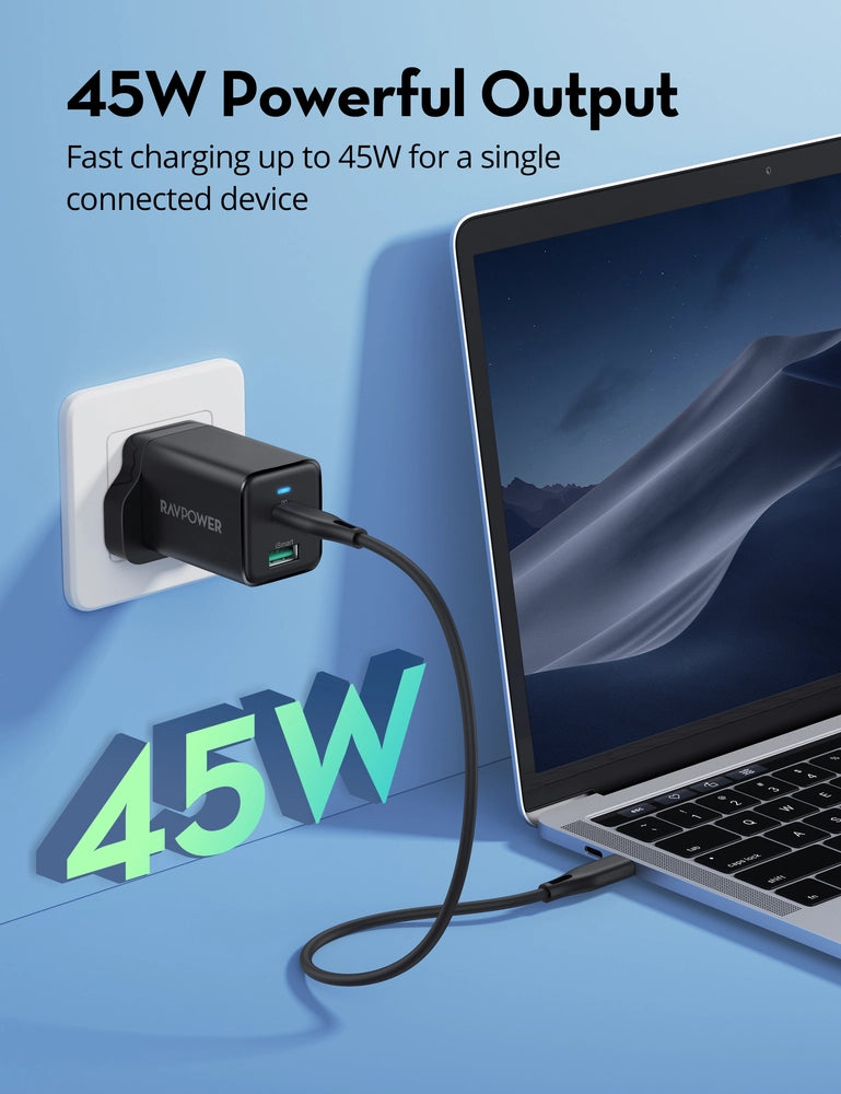 RAVPower RP-PC171 45W Dual-Port PD Wall Charger