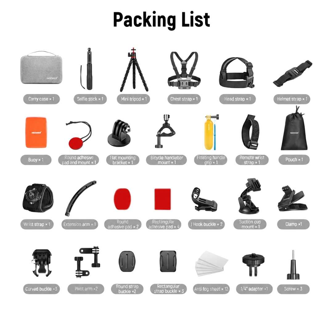 Neewer 50-in-1 Action Camera Accessory Kit