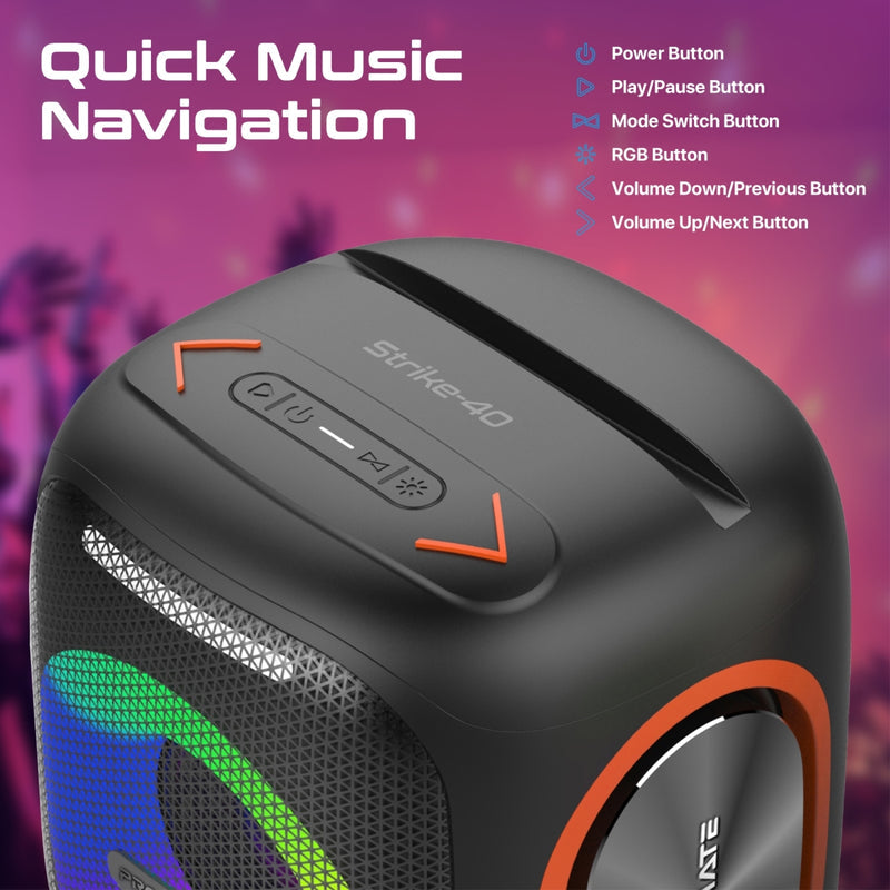 Promate Strike 40 40W True Wireless RGB Speaker