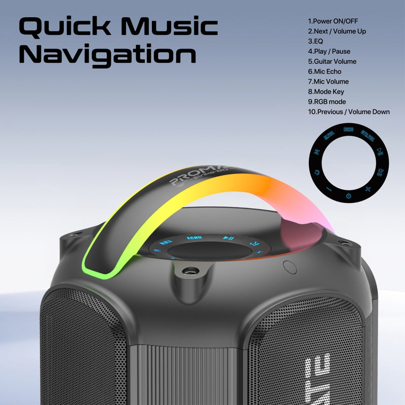 Promate Strike 80 80W True Wireless RGB Speaker