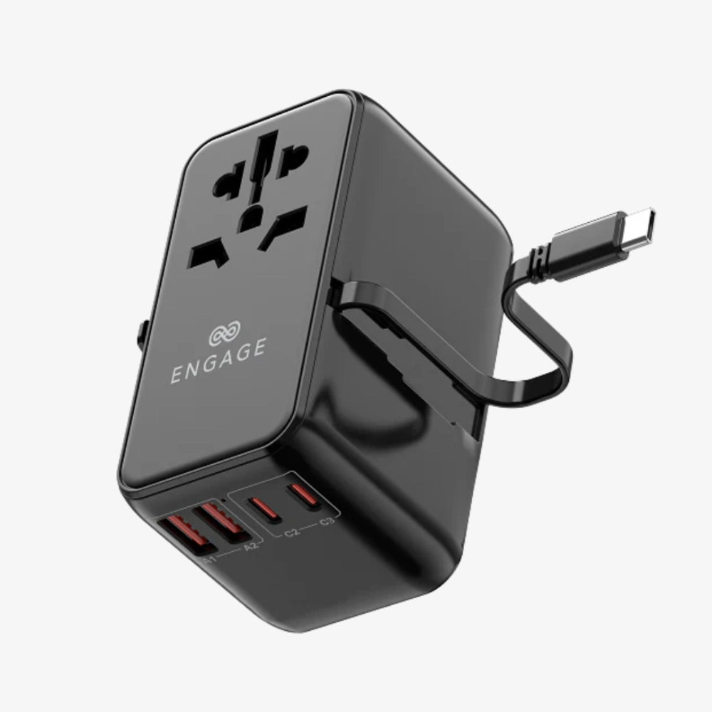 Engage 45W Universal Travel Adapter (Dual USB-C/A + Built-In Cable)