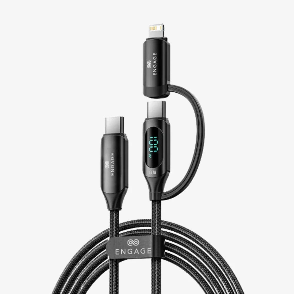 Engage 2-in-1 USB-C to USB-C + Lightning 100W Fast Charging Digital Cable 1 Meter