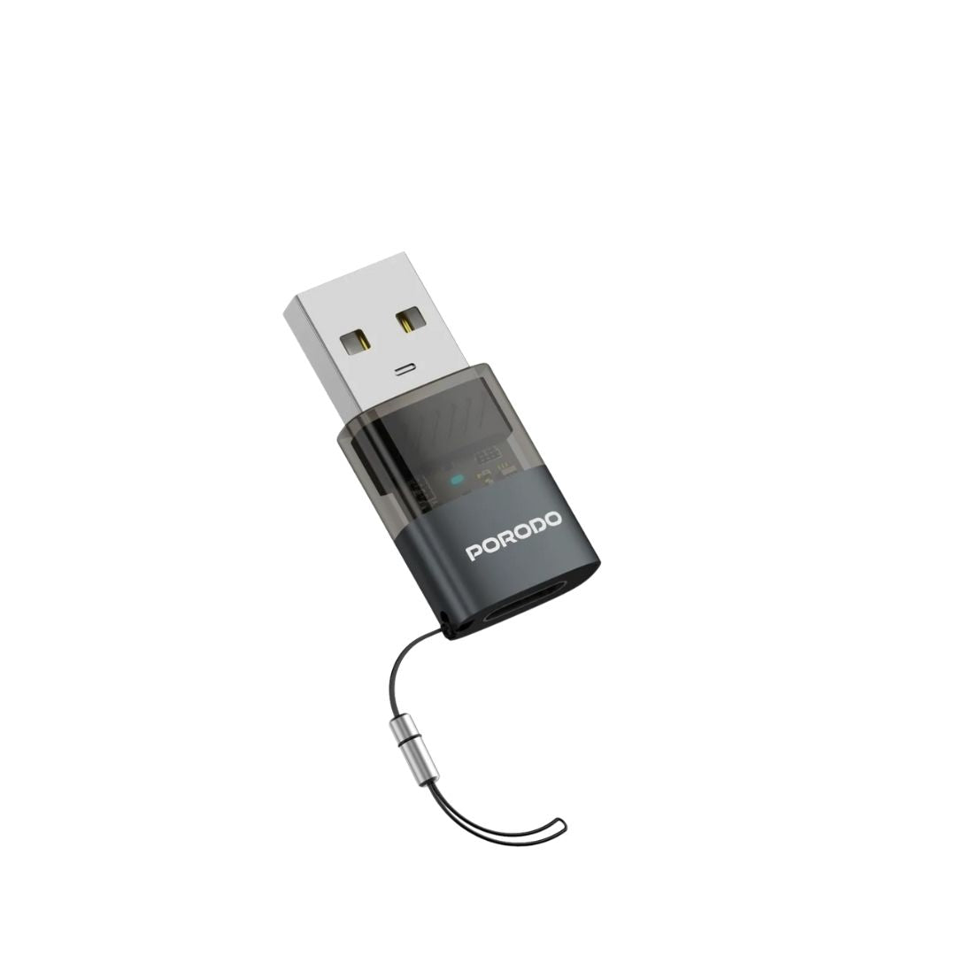 Porodo MiniLink Transparent OTG Adapter USB-C to USB-A