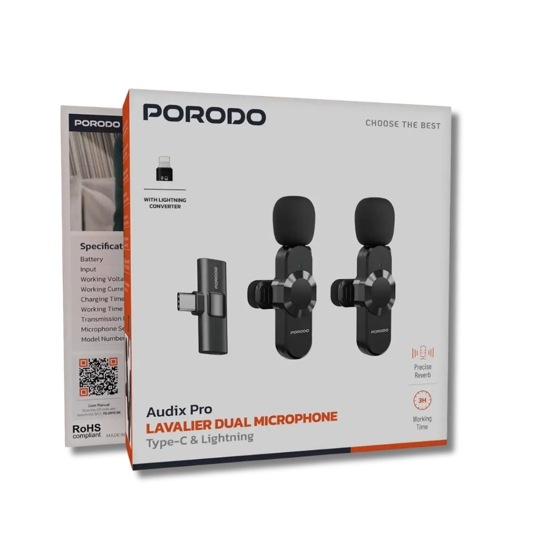 Porodo Audix Pro Lavalier Dual Microphone