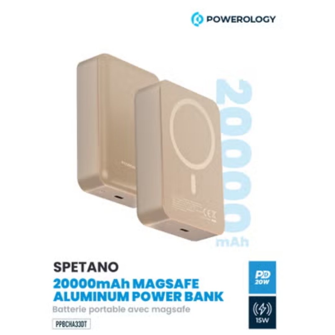 Powerology Spetano 20000mAh MagSafe Aluminum Power Bank