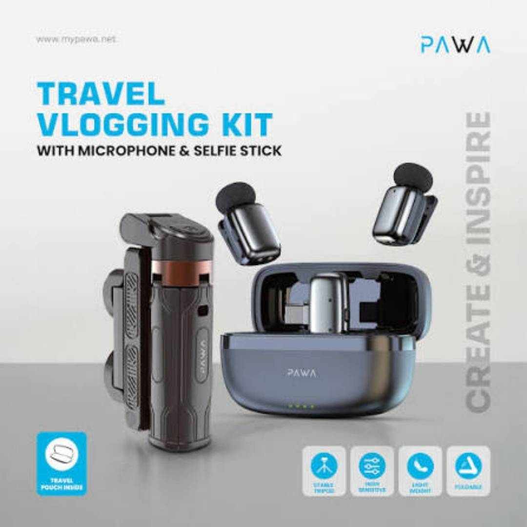 Pawa PW-SLST6015 Travel Vlogging Kit with Microphone & Selfie Stick