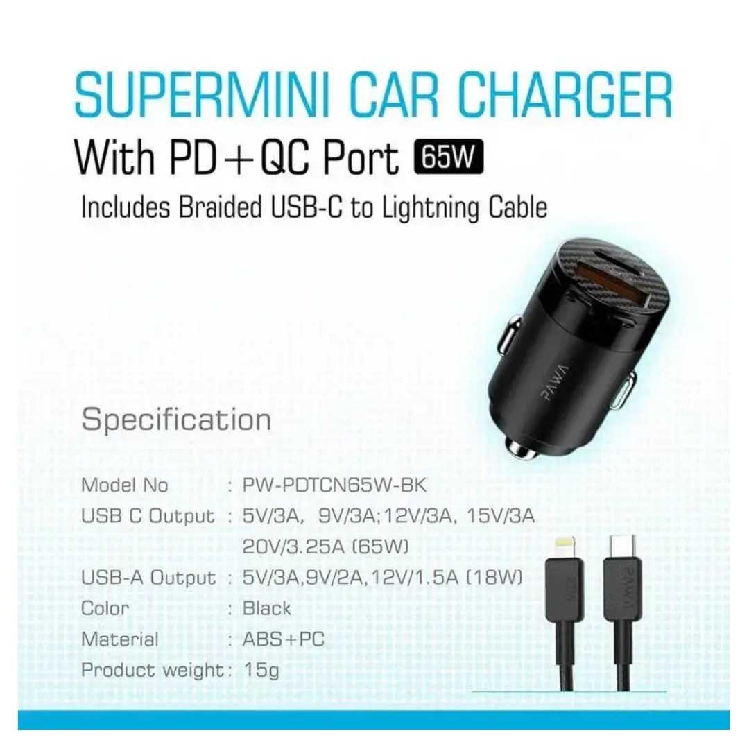 Pawa Supermini Dual Port 65W Car Charger