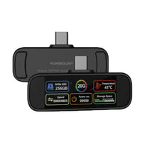 Powerology Vaultx 256GB Mini Portable SSD Drive — 20Gbps TFT Display Black