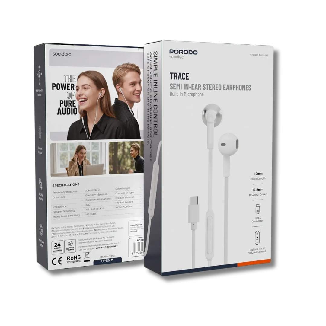 Porodo Soundtec TRACE Semi In-Ear Earphones