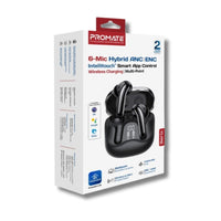 Promate Serix Hybrid ANC Smart TWS Earbuds with Wireless Charging
