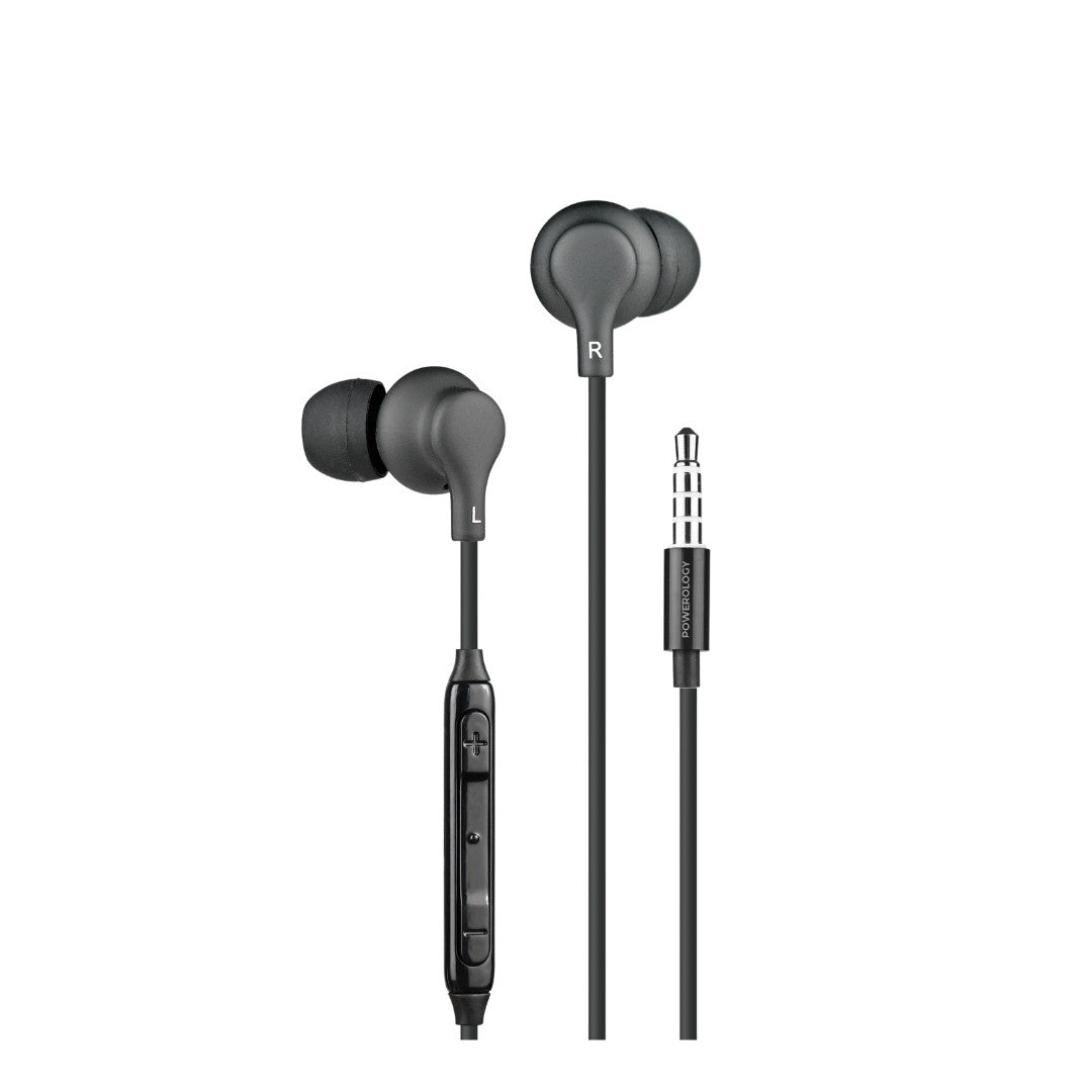 Powerology 3.5mm AUX In-Ear Stereo Earphones — HiFi Audio In-Line Control