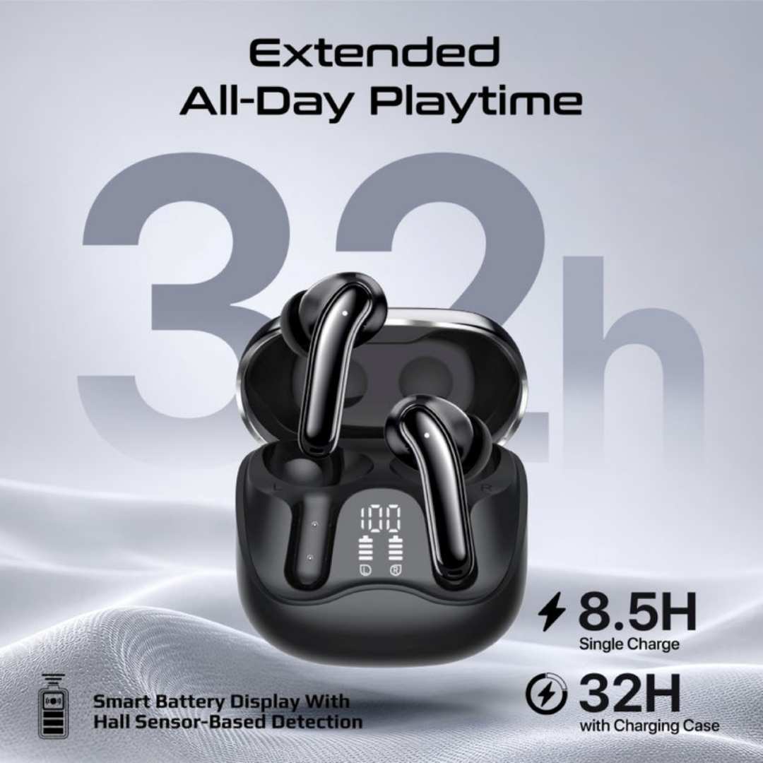 Promate Serix Hybrid ANC Smart TWS Earbuds with Wireless Charging