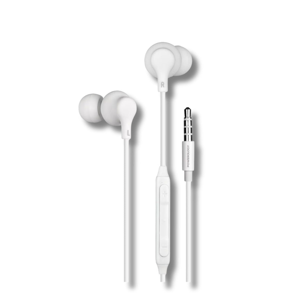 Powerology 3.5mm AUX In-Ear Stereo Earphones — HiFi Audio In-Line Control