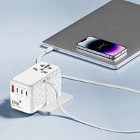 Powerology Universal GaN 85W Super Charger with Retractable USB-C Cable