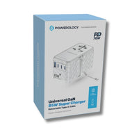 Powerology Universal GaN 85W Super Charger with Retractable USB-C Cable