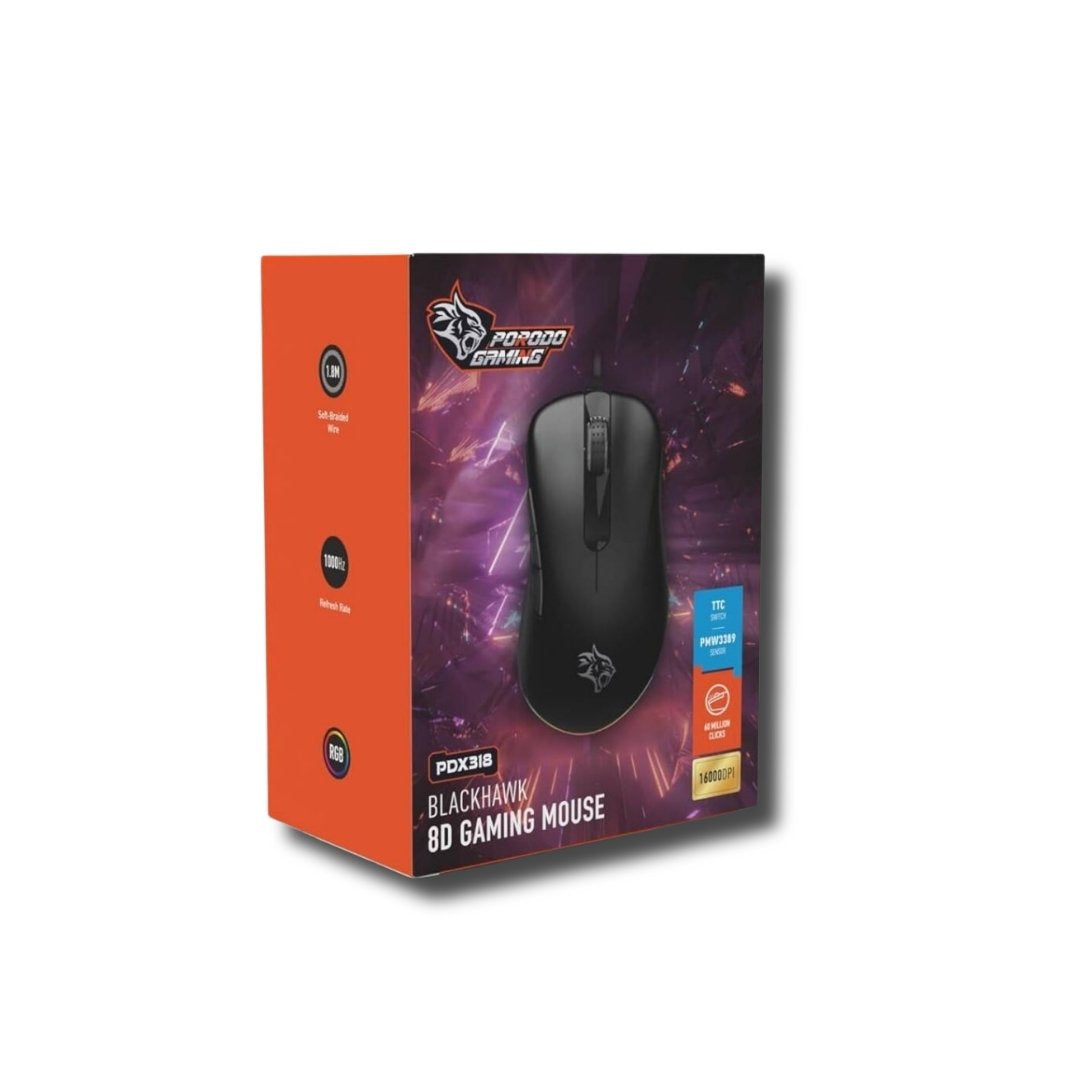 Porodo Gaming BlackHawk 8D Wired Gaming Mouse